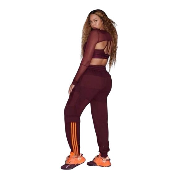 Adidas Ivy Park Cargo Sweatpants Joggers Beyonce Maroon Solar Orange Size Small - Picture 3 of 8